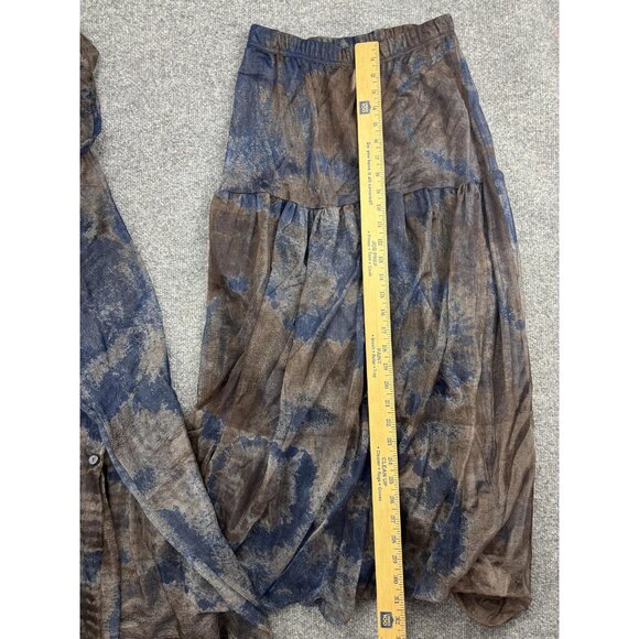 Lilith Jacket Skirt Set Womens Medium Small Blue Brown Mesh Sheer Made in France - Picture 10 of 11